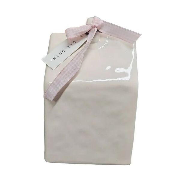 Rae Dunn White Black Baby Bird Ceramic Bird House with Pink Bow - Picture 2 of 5